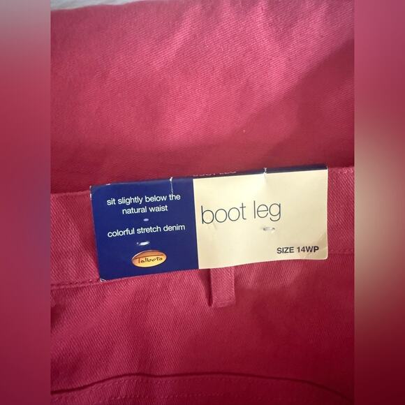 NWT Talbots Boot Cut Color Stretch Denim Jeans Salmon Pink Cotton Size 14 W - Picture 6 of 7